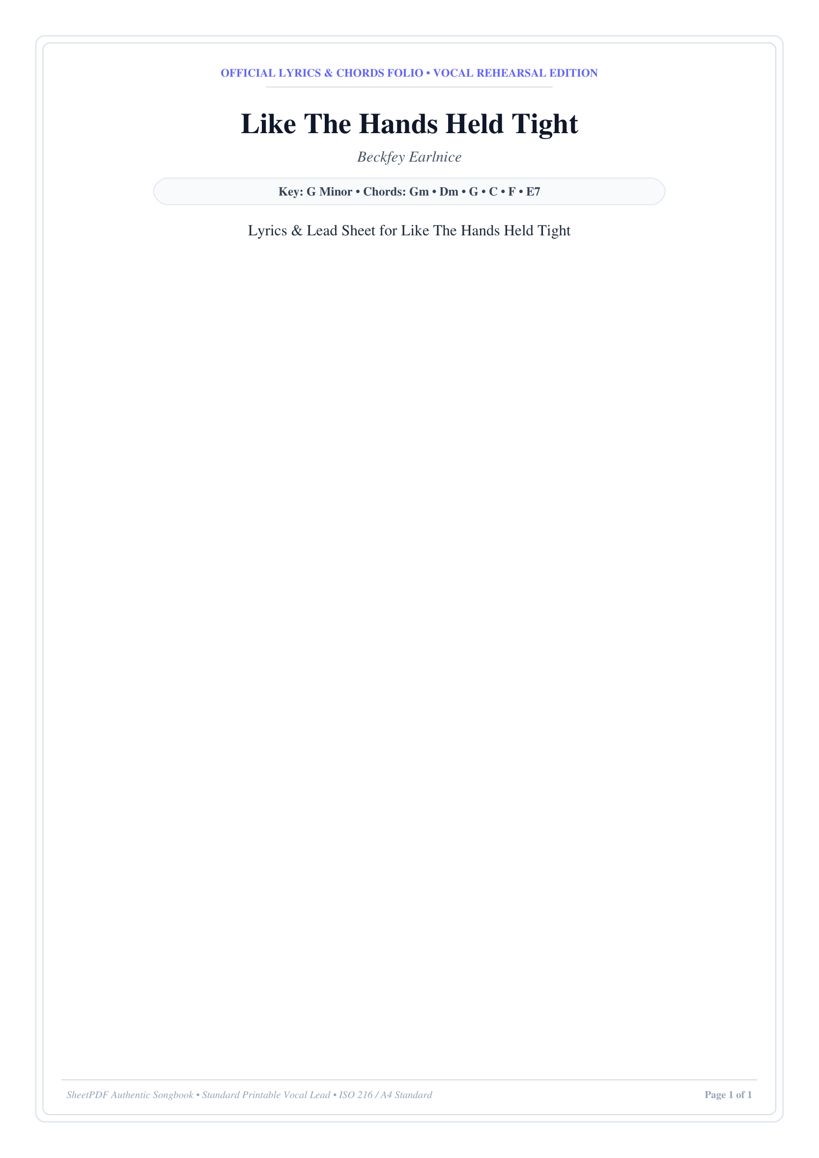 Like The Hands Held Tight Piano Sheet Music Page 1 Free PDF