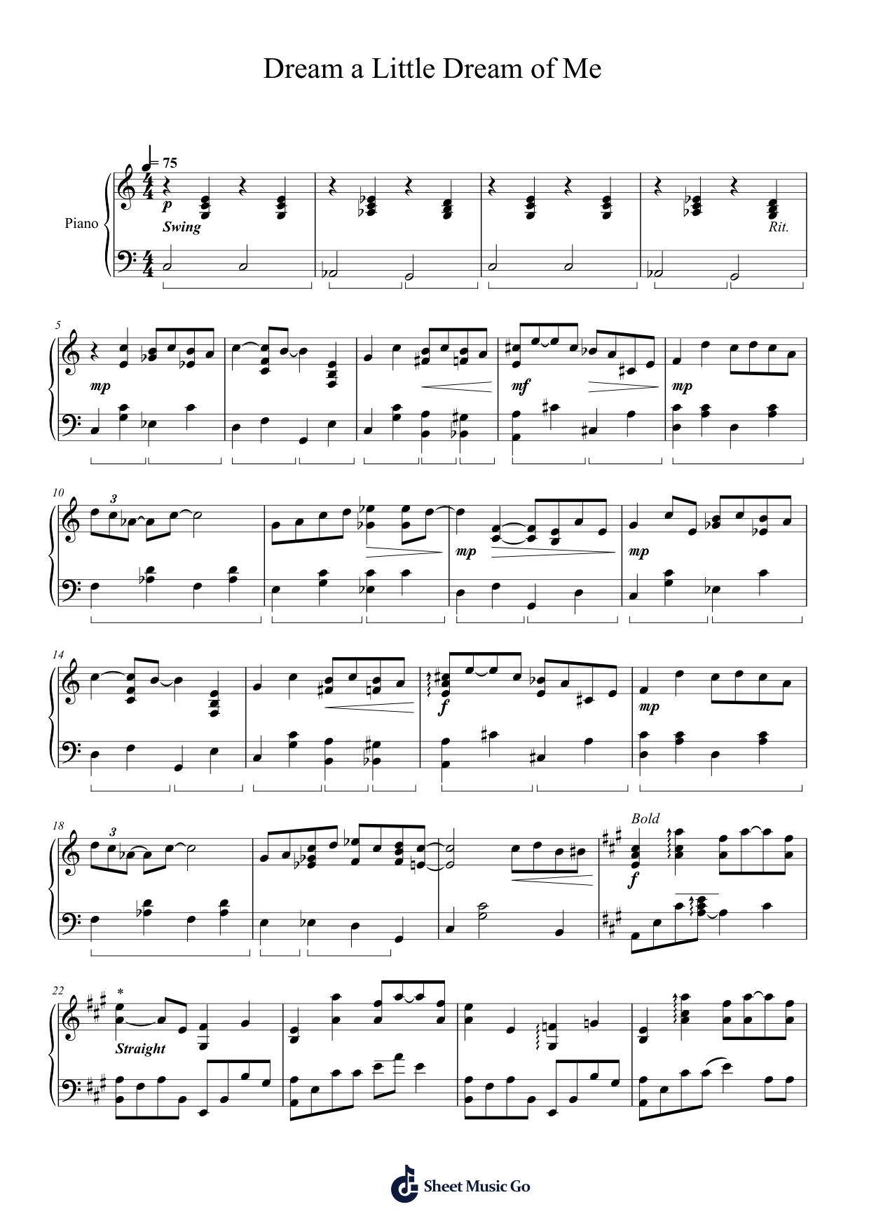 DREAM Piano Sheet Music Free PDF