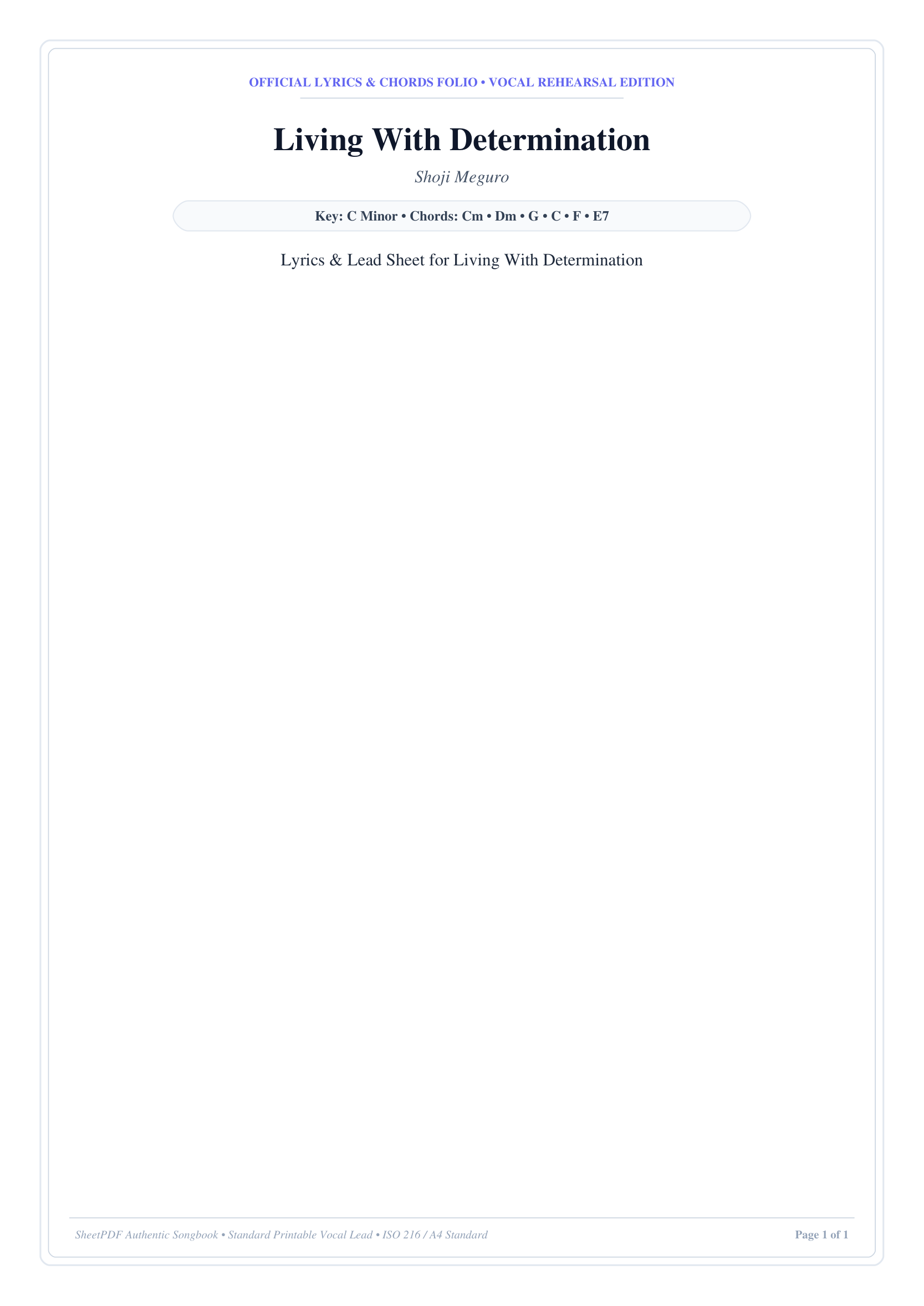 Living With Determination Piano Sheet Music Page 1 Free PDF