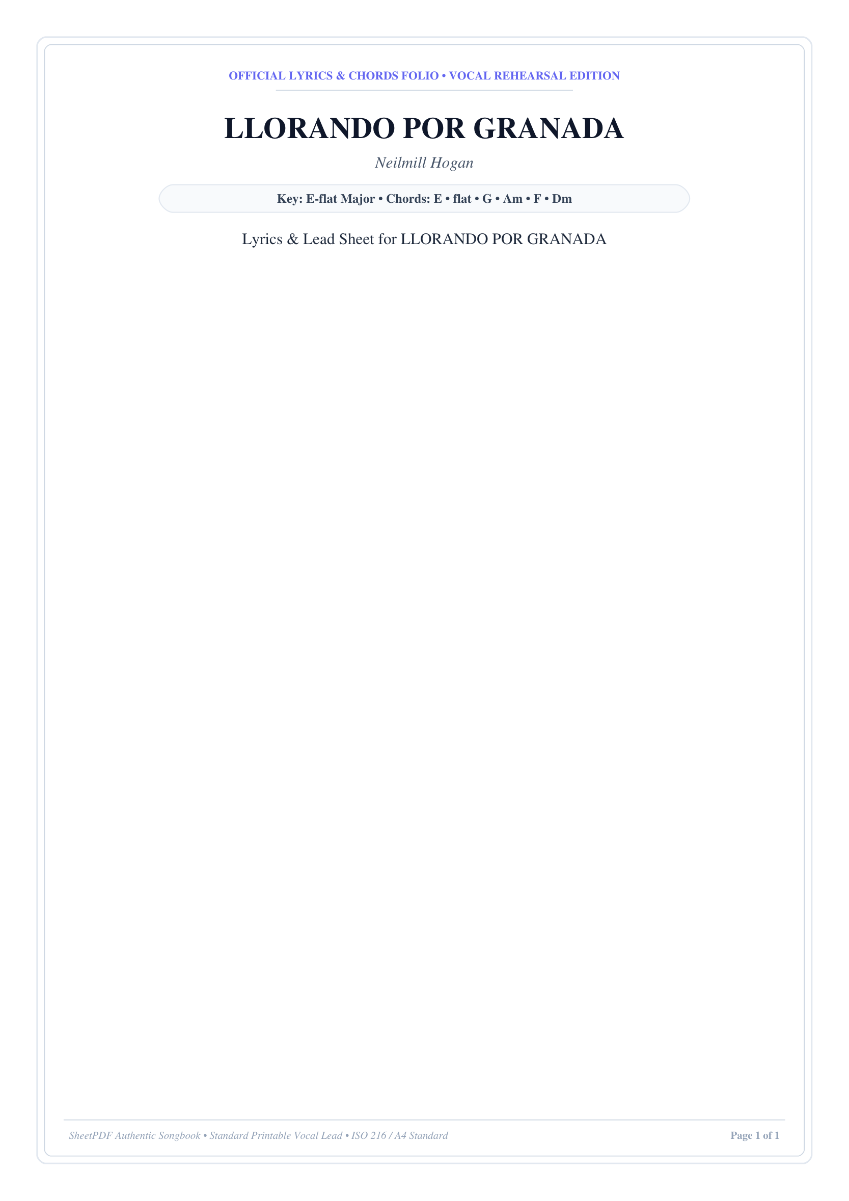LLORANDO POR GRANADA Piano Sheet Music Page 1 Free PDF