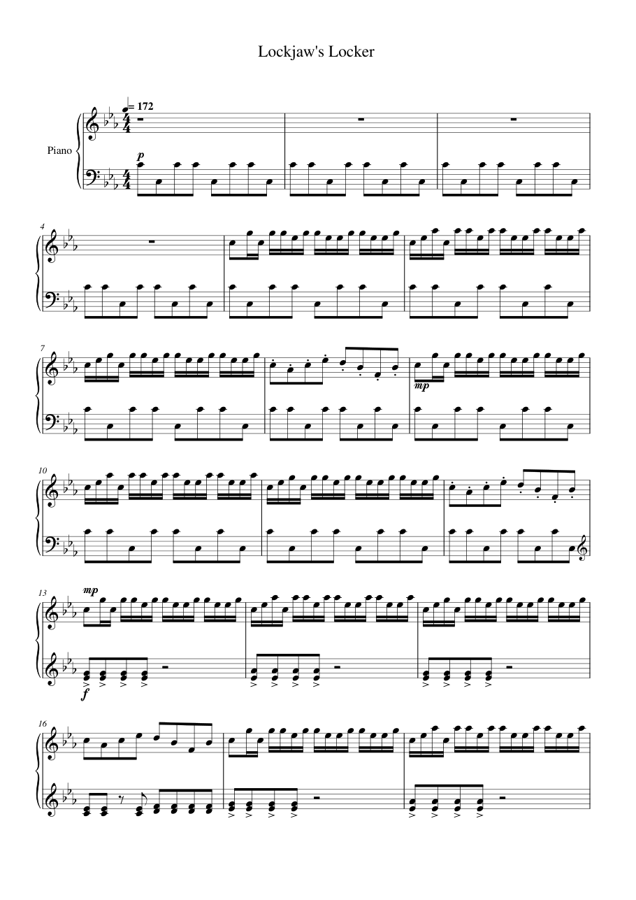 Lockjaw's Locker Piano Sheet Music Page 1 Free PDF