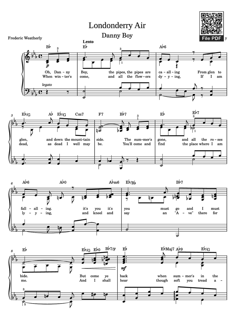 Londonderry Air Piano Sheet Music Page 1 Free PDF
