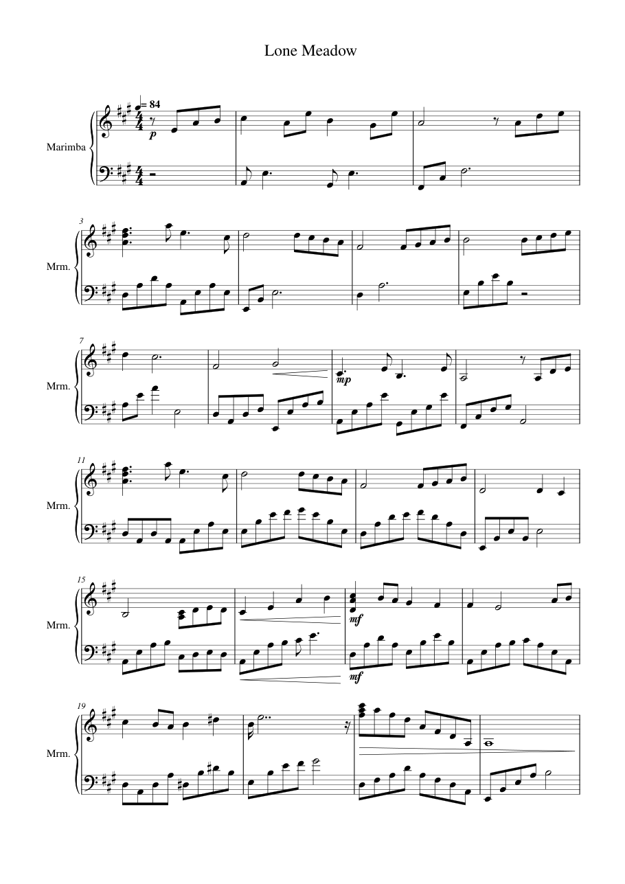 Lone Meadow Piano Sheet Music Page 1 Free PDF