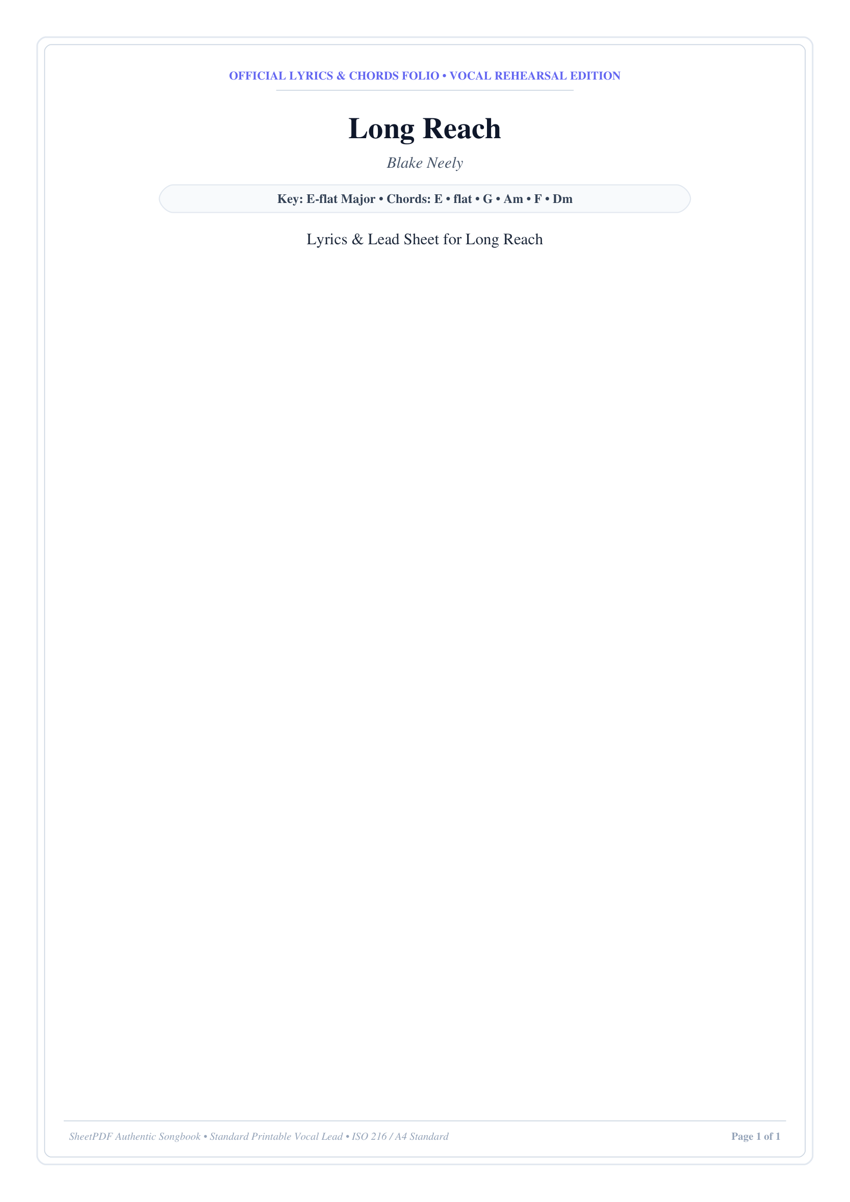 Long Reach Lyrics & Chords Folio