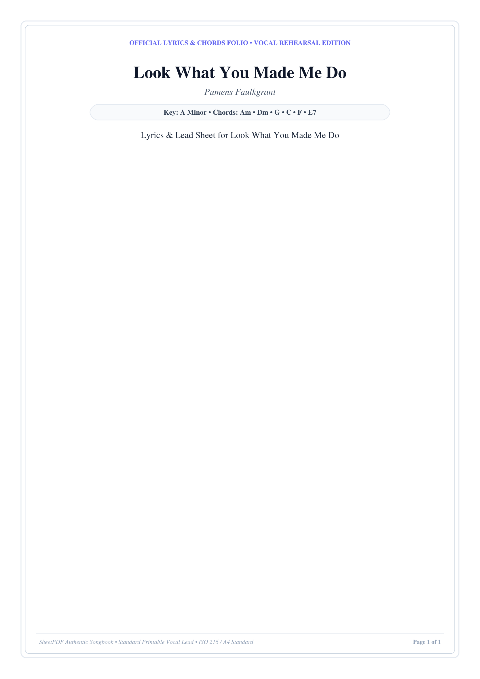 Look What You Made Me Do Piano Sheet Music Page 1 Free PDF