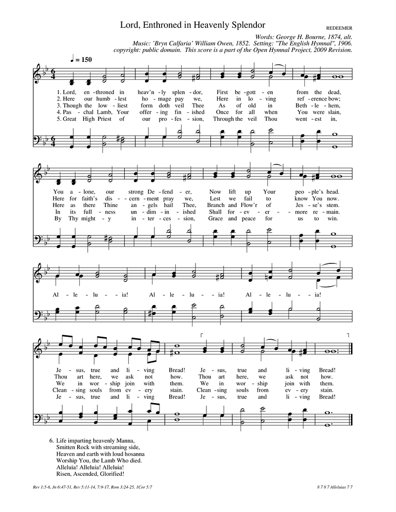 Lord Enthroned In Heavenly Splendor Piano Sheet Music Page 1 Free PDF