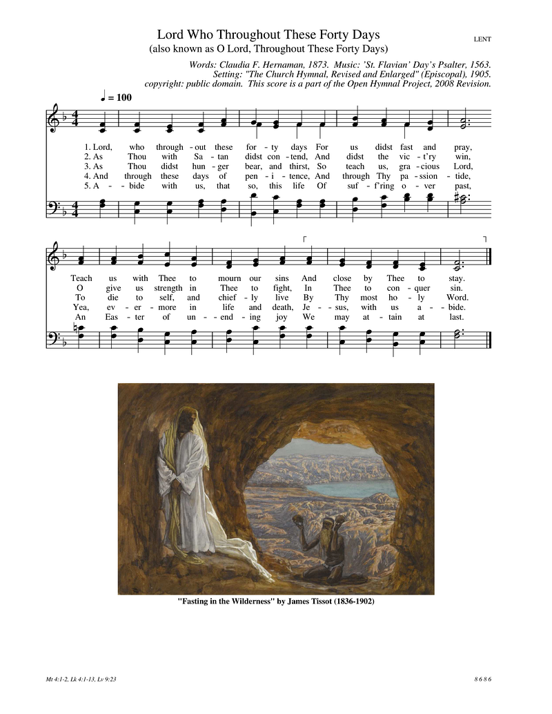 Lord Who Throughout These Forty Days Piano Sheet Music Page 1 Free PDF