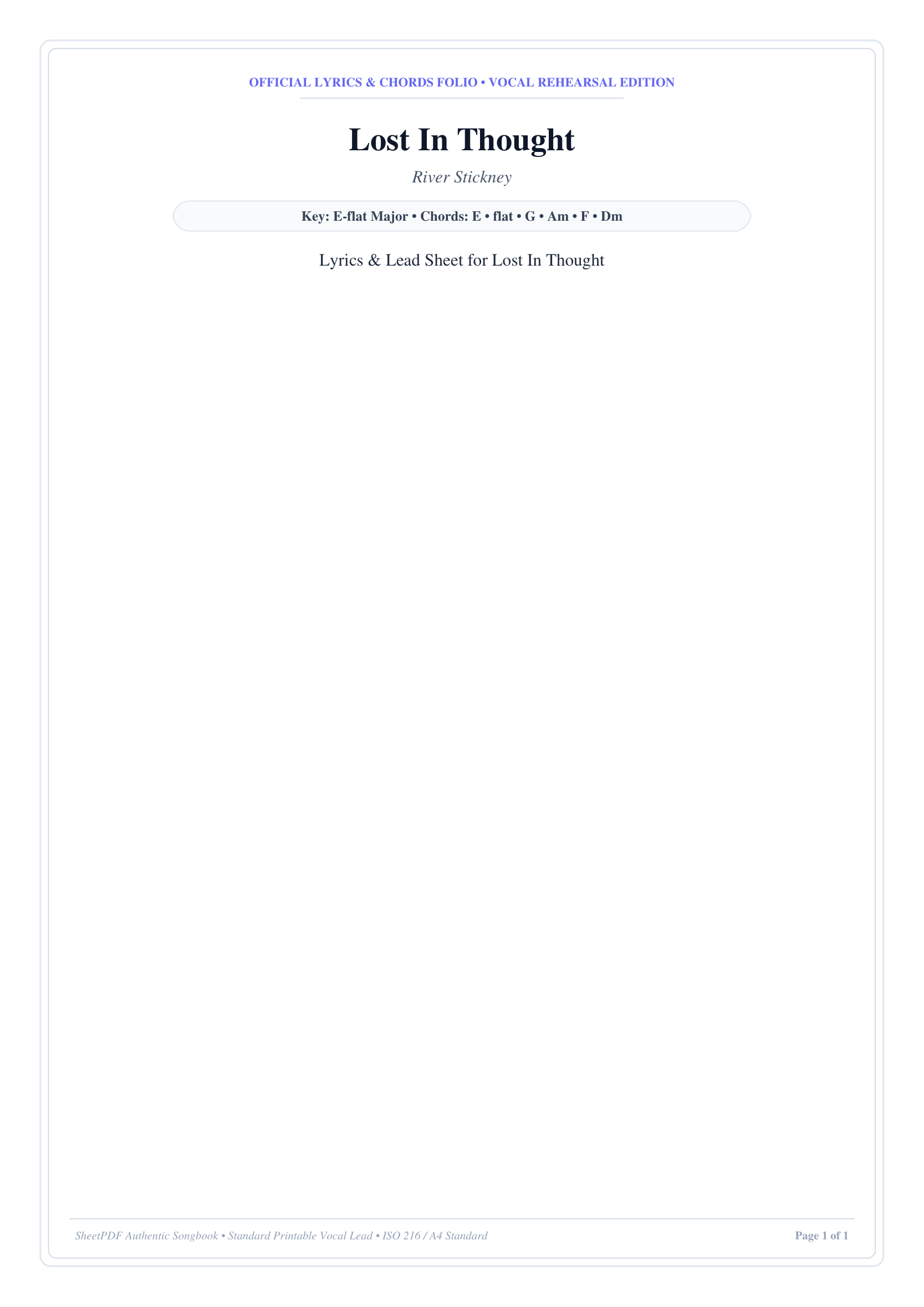 Lost In Thought Lyrics & Chords Folio