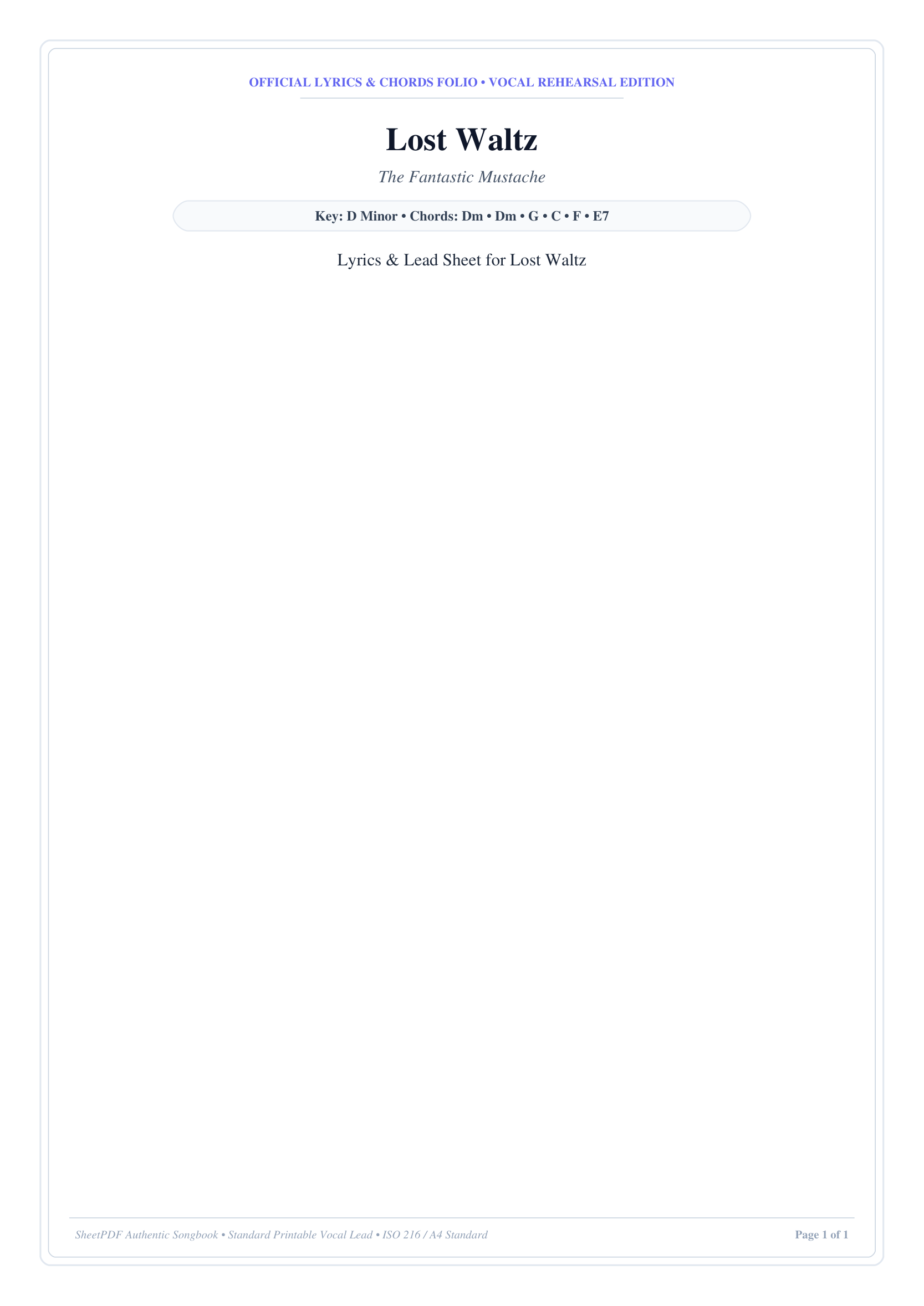 Lost Waltz Piano Sheet Music Page 1 Free PDF