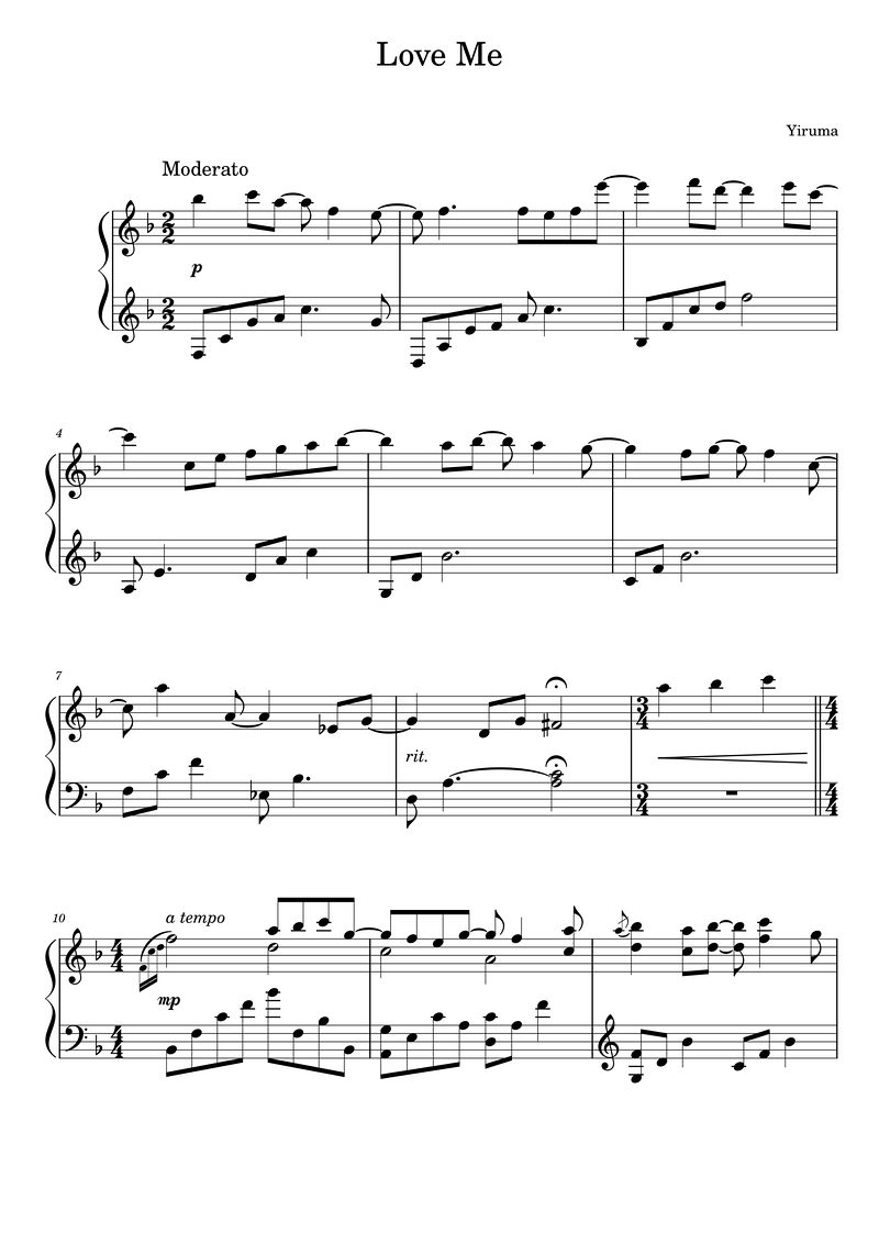 Love Me Piano Sheet Music Page 1 Free PDF