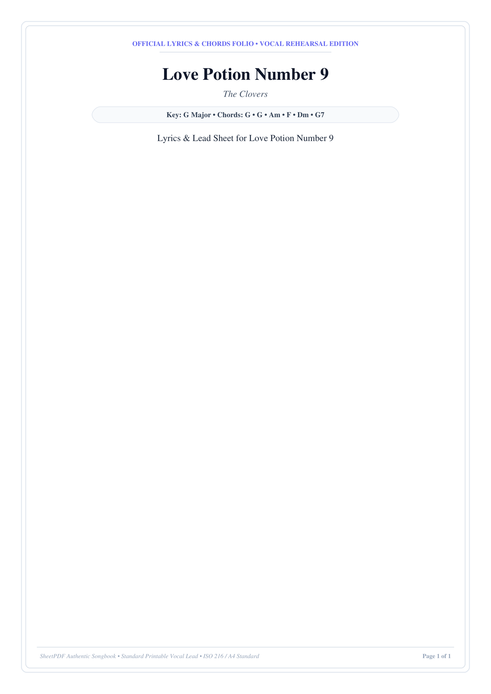 Love Potion Number 9 Piano Sheet Music Page 1 Free PDF