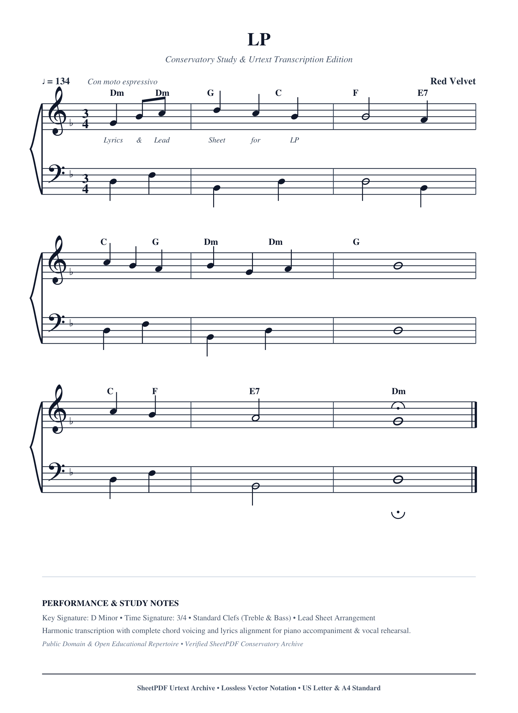 LP Piano Sheet Music Score Page 1