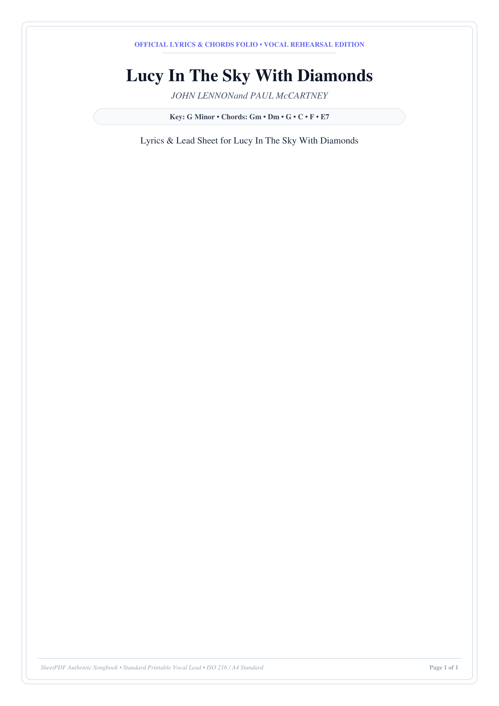 Lucy In The Sky With Diamonds Piano Sheet Music Page 1 Free PDF