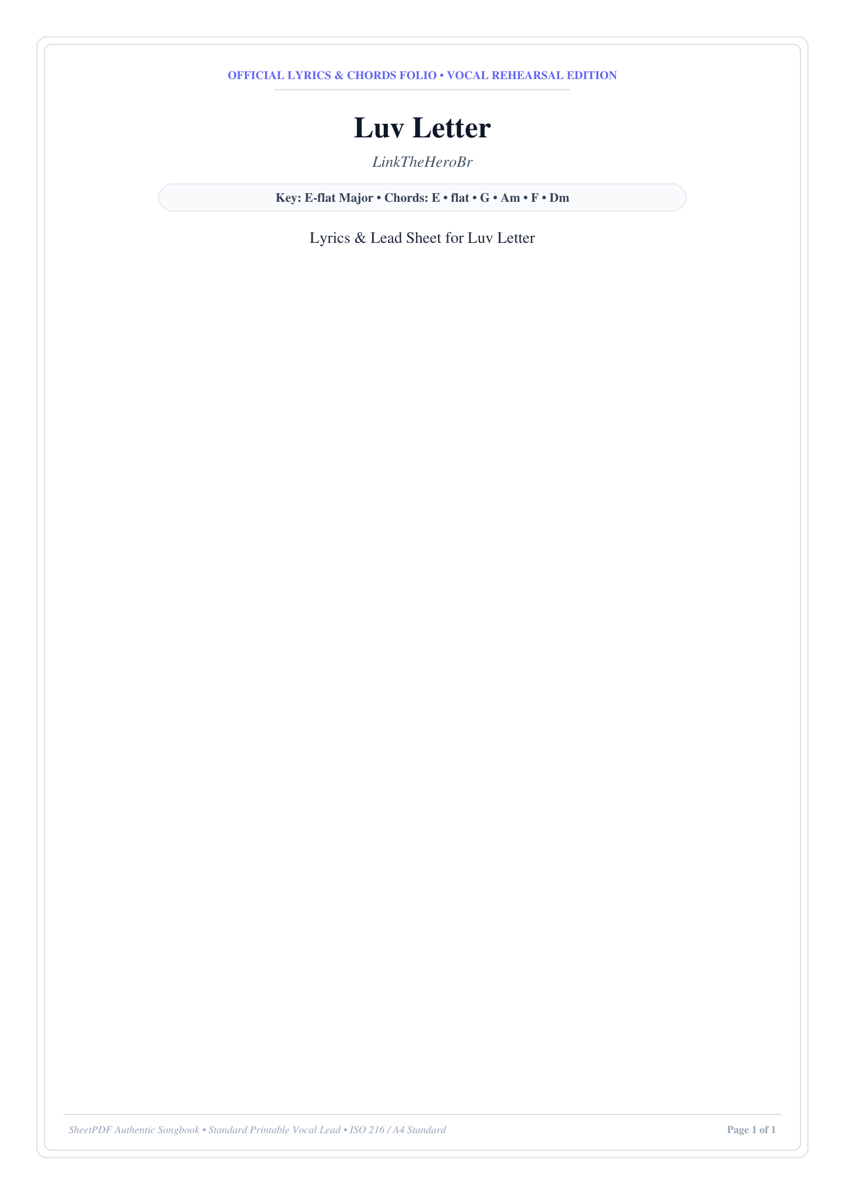 Luv Letter Lyrics & Chords Folio
