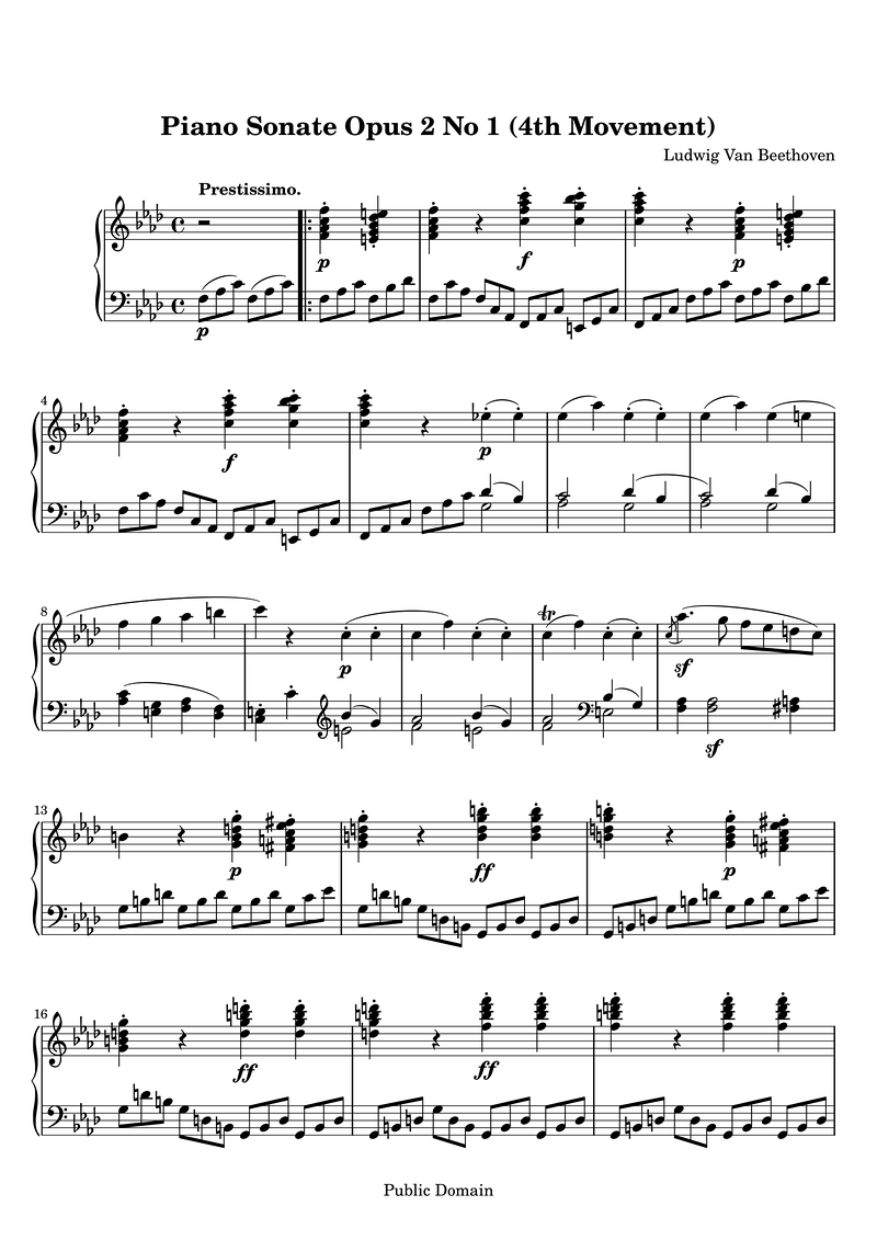 Lvb Sonate 02No1 4 Piano Sheet Music Page 1 Free PDF