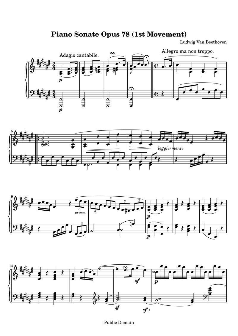 Lvb Sonate 78 1 Piano Sheet Music Page 1 Free PDF