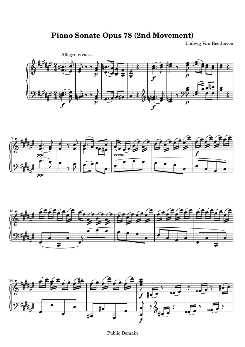 Lvb Sonate 78 2 Piano Sheet Music Page 1 Free PDF