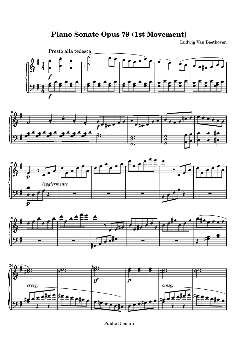 Lvb Sonate 79 1 Piano Sheet Music Page 1 Free PDF
