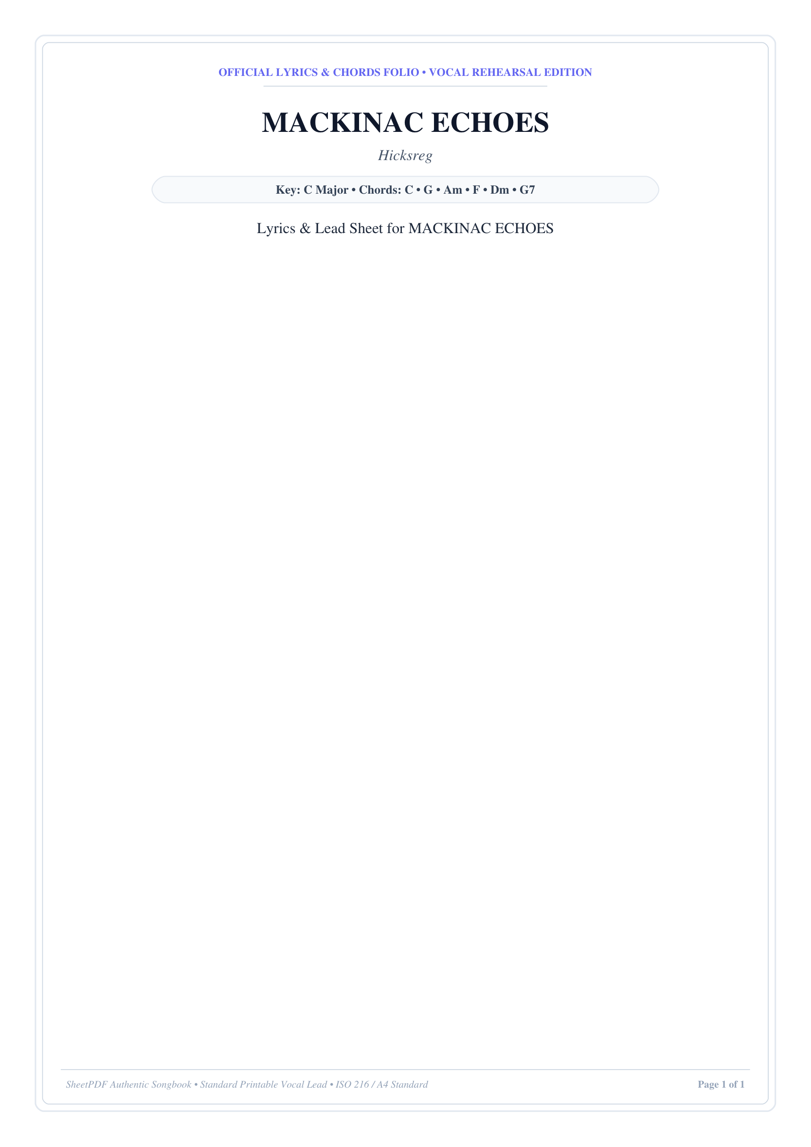 MACKINAC ECHOES Piano Sheet Music Page 1 Free PDF