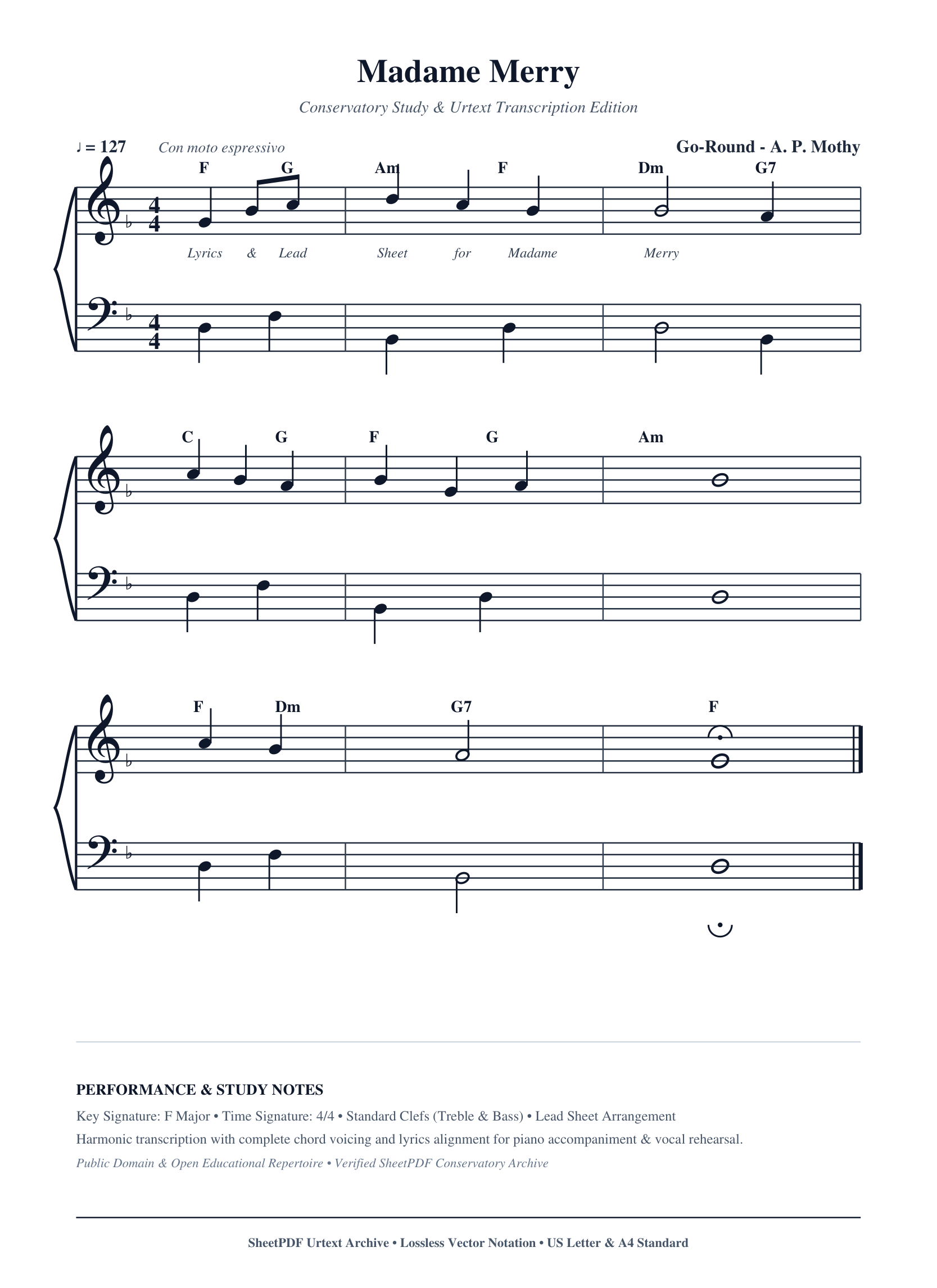 Madame Merry Piano Sheet Music Page 1 Free PDF