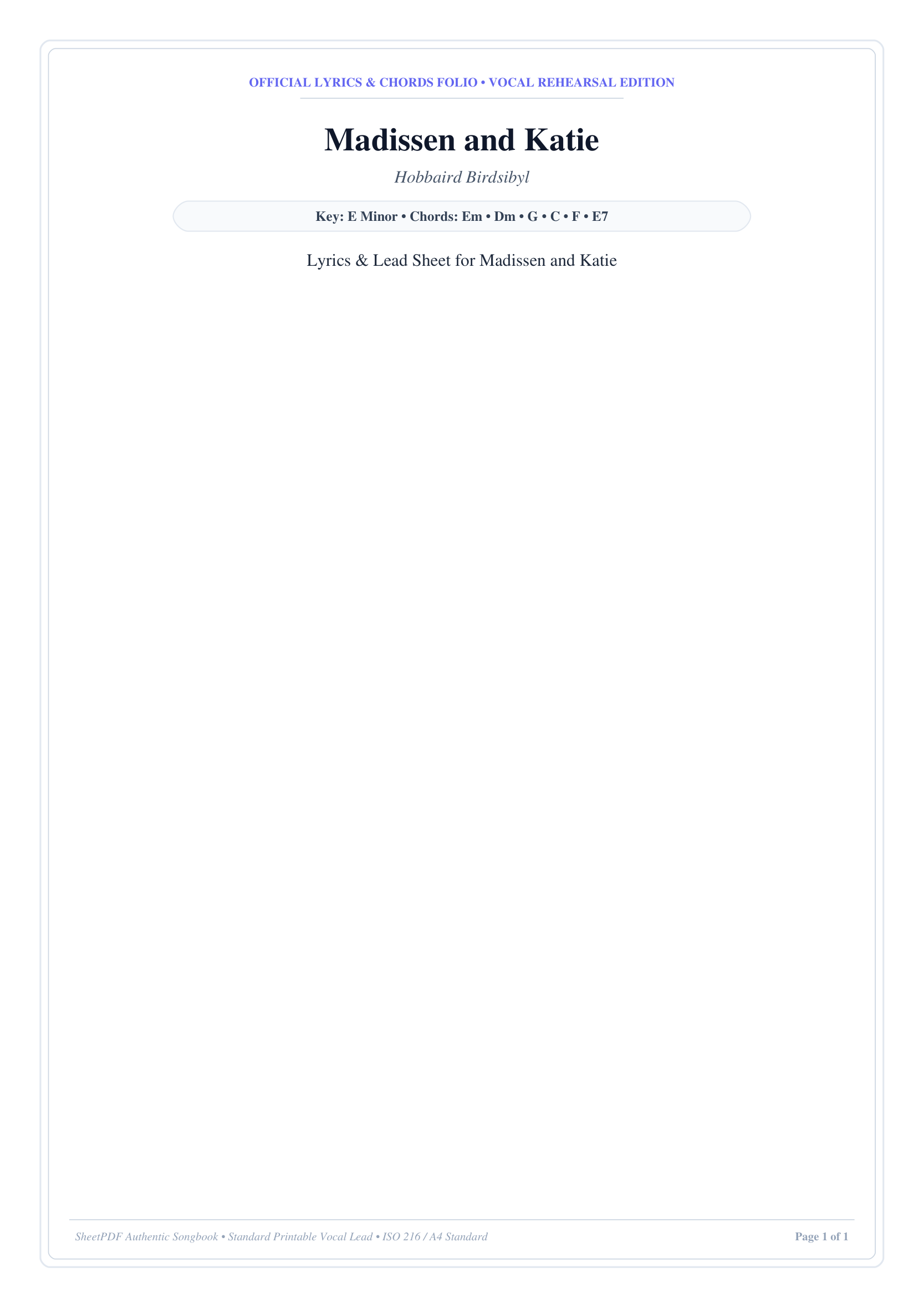 Madissen and Katie Piano Sheet Music Page 1 Free PDF