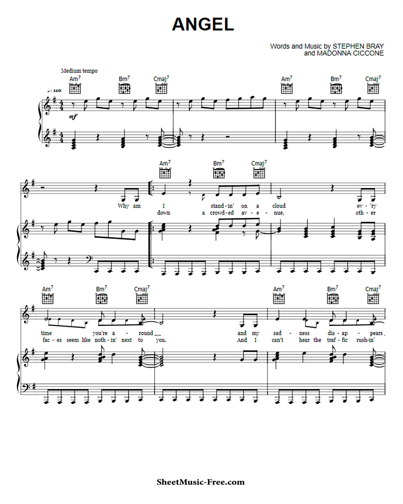 Angel Piano Sheet Music Page 1 Free PDF
