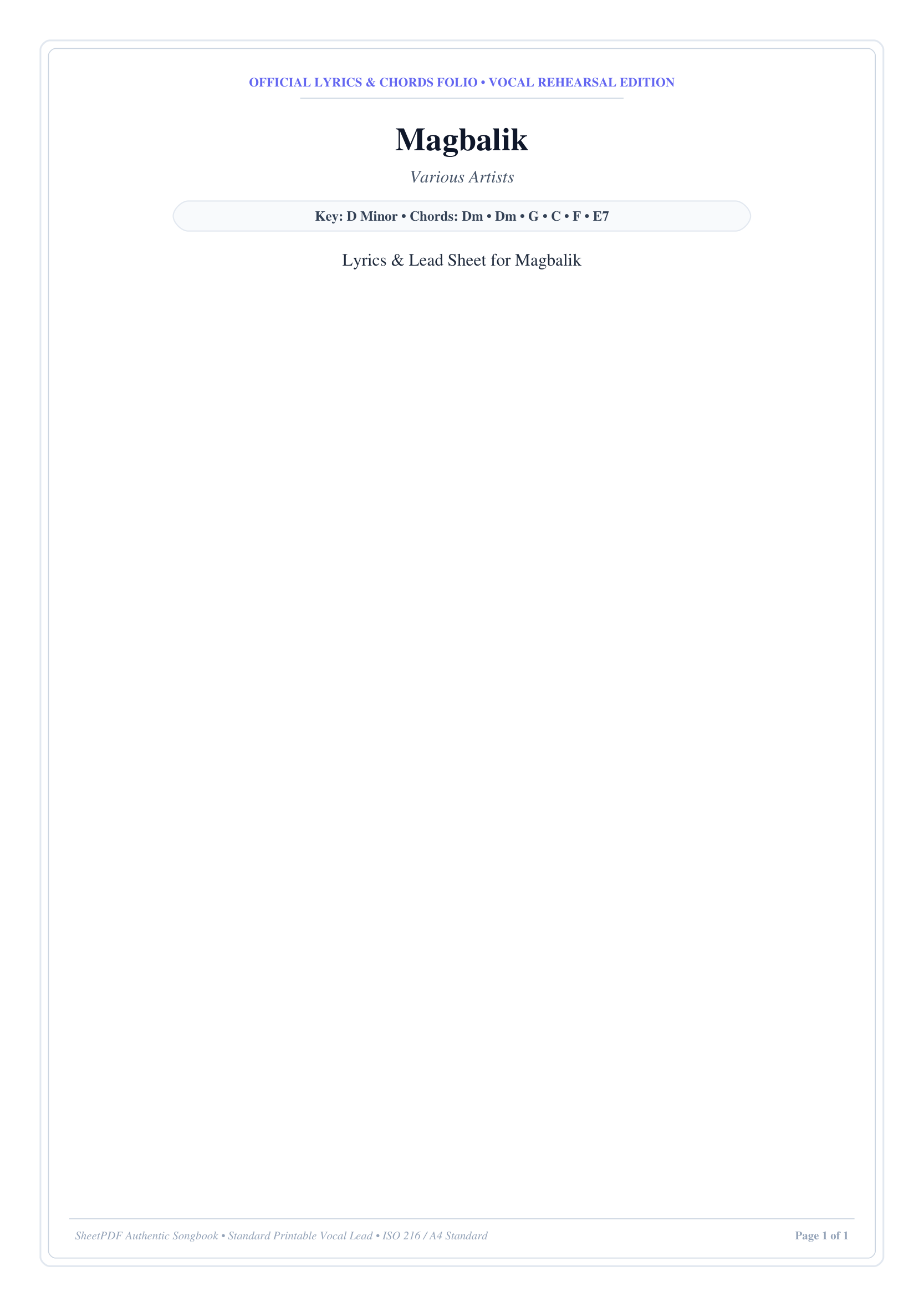 Magbalik Piano Sheet Music Score Page 1