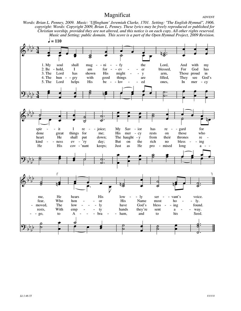 Magnificat in G Piano Sheet Music Score Page 1