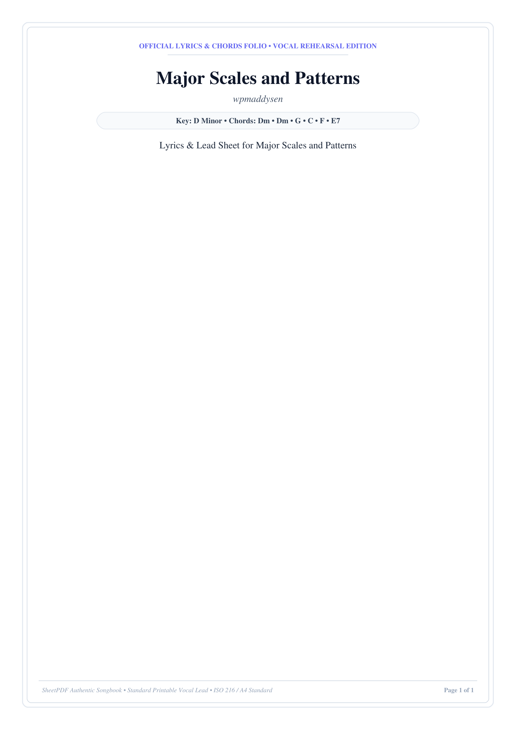 Major Scales and Patterns Piano Sheet Music Page 1 Free PDF