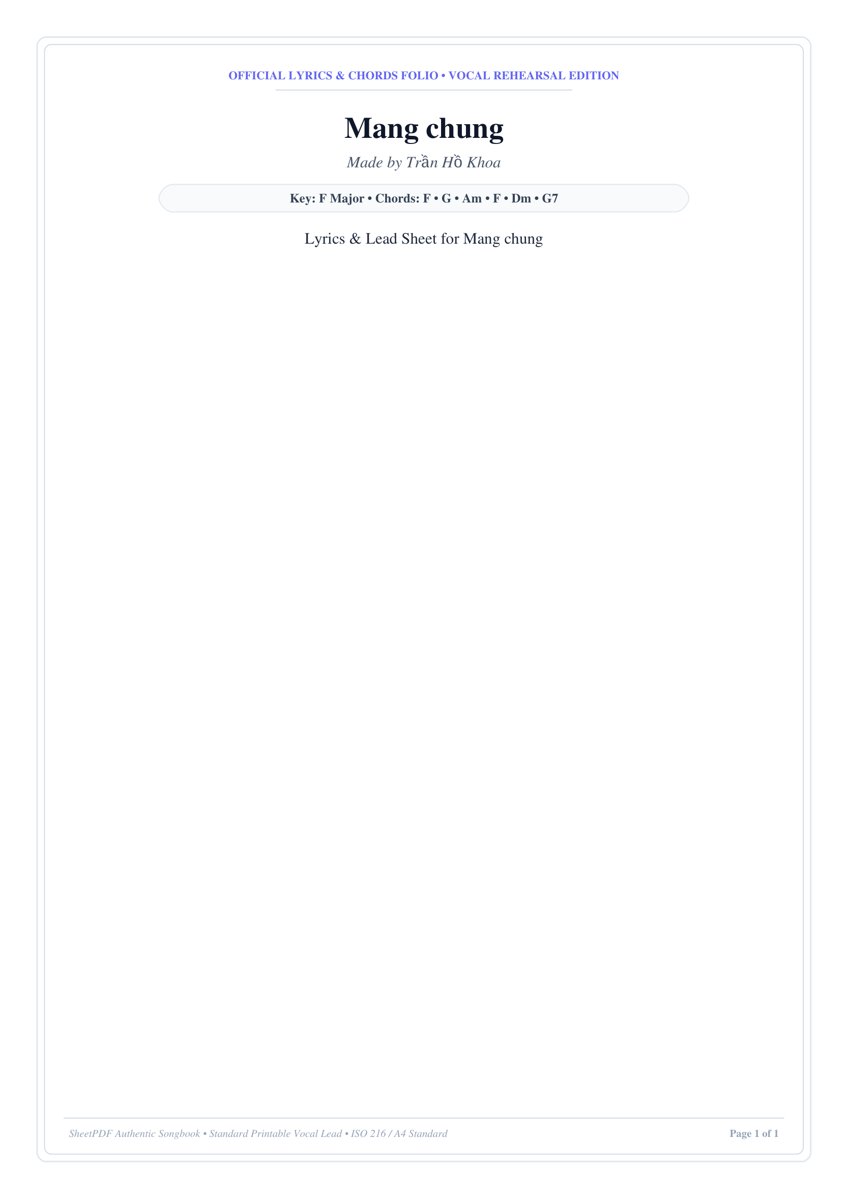 Mang chung Piano Sheet Music Page 1 Free PDF