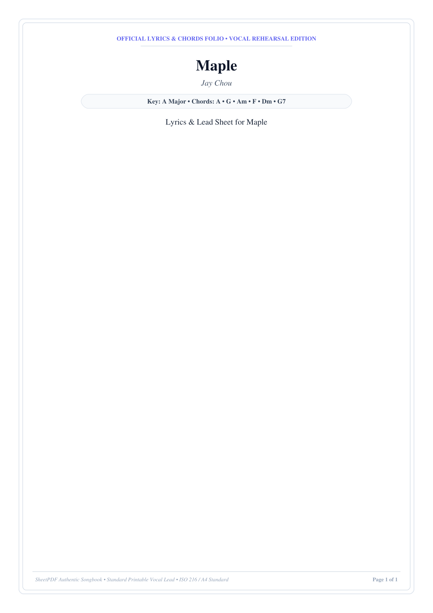 Maple Piano Sheet Music Score Page 1