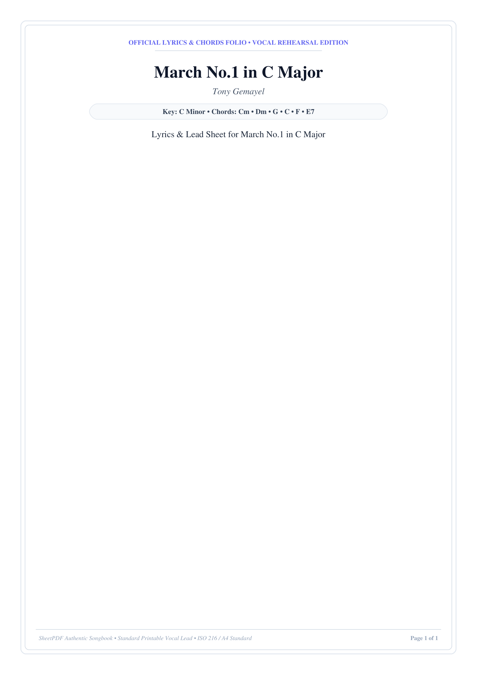 March No.1 in C Major Piano Sheet Music Page 1 Free PDF