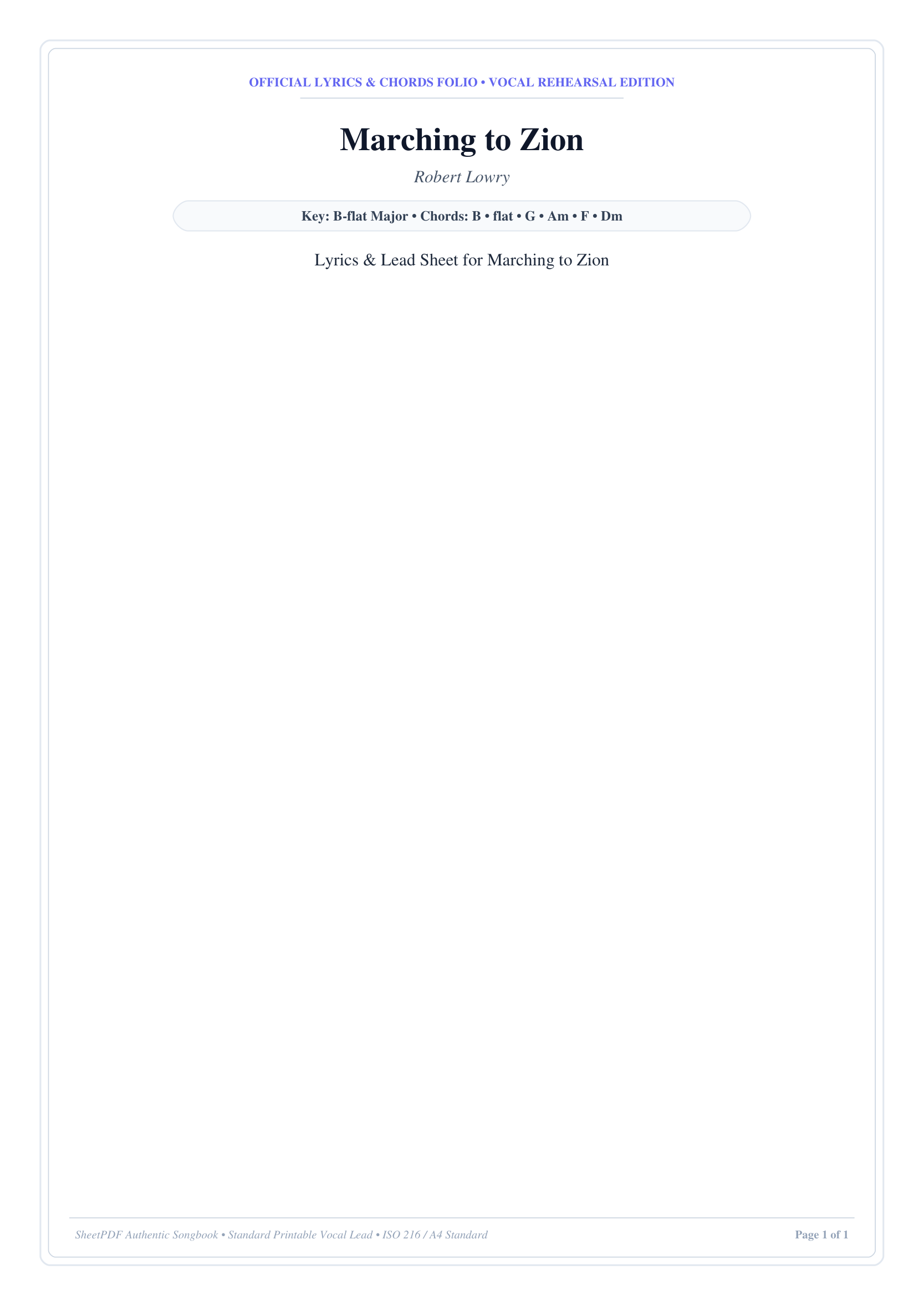 Marching to Zion Piano Sheet Music Page 1 Free PDF