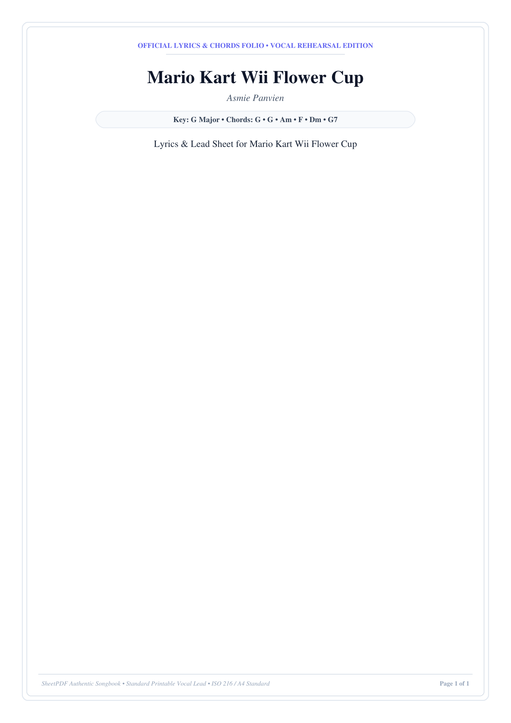 Mario Kart Wii Flower Cup Piano Sheet Music Page 1 Free PDF