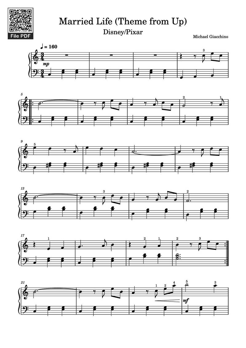 Married Life Piano Sheet Music Page 1 Free PDF
