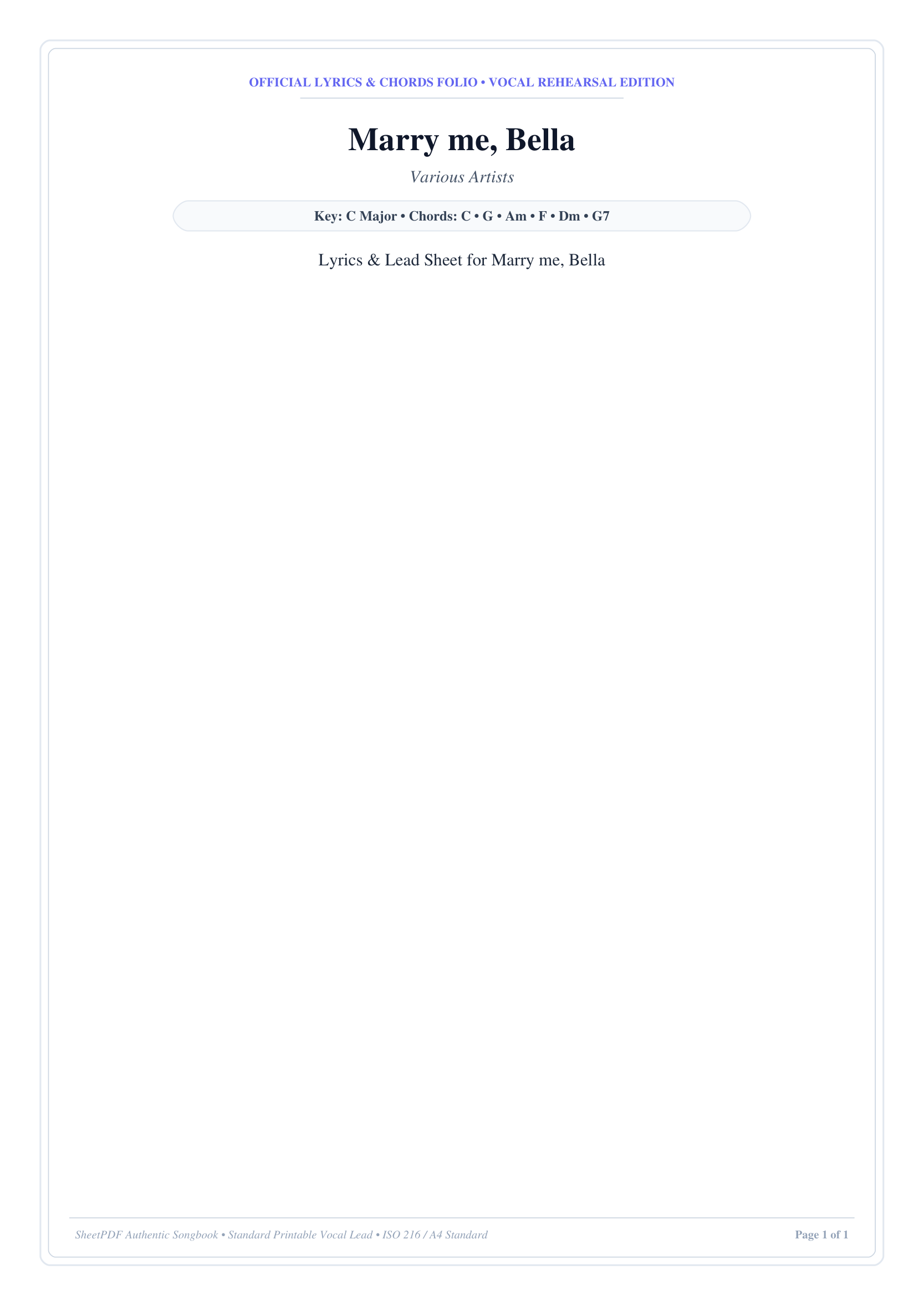 Marry me, Bella Lyrics & Chords Folio