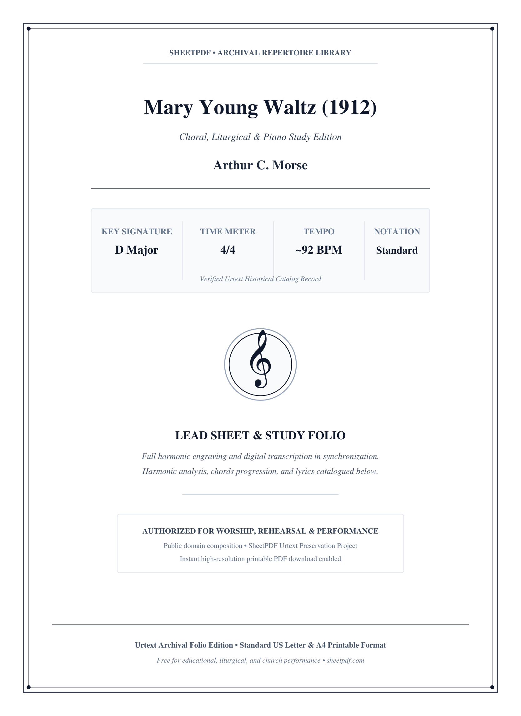 Mary Young Waltz (1912) Piano Sheet Music Score Page 1