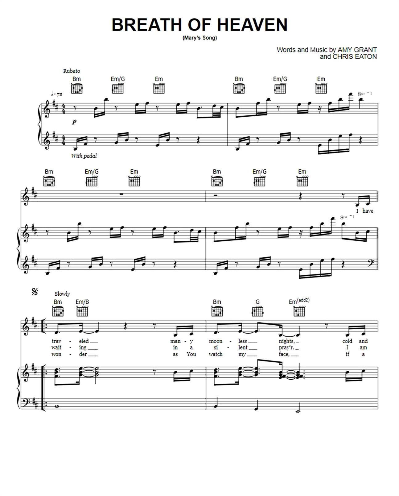 Breath of Heaven Piano Sheet Music Score Preview