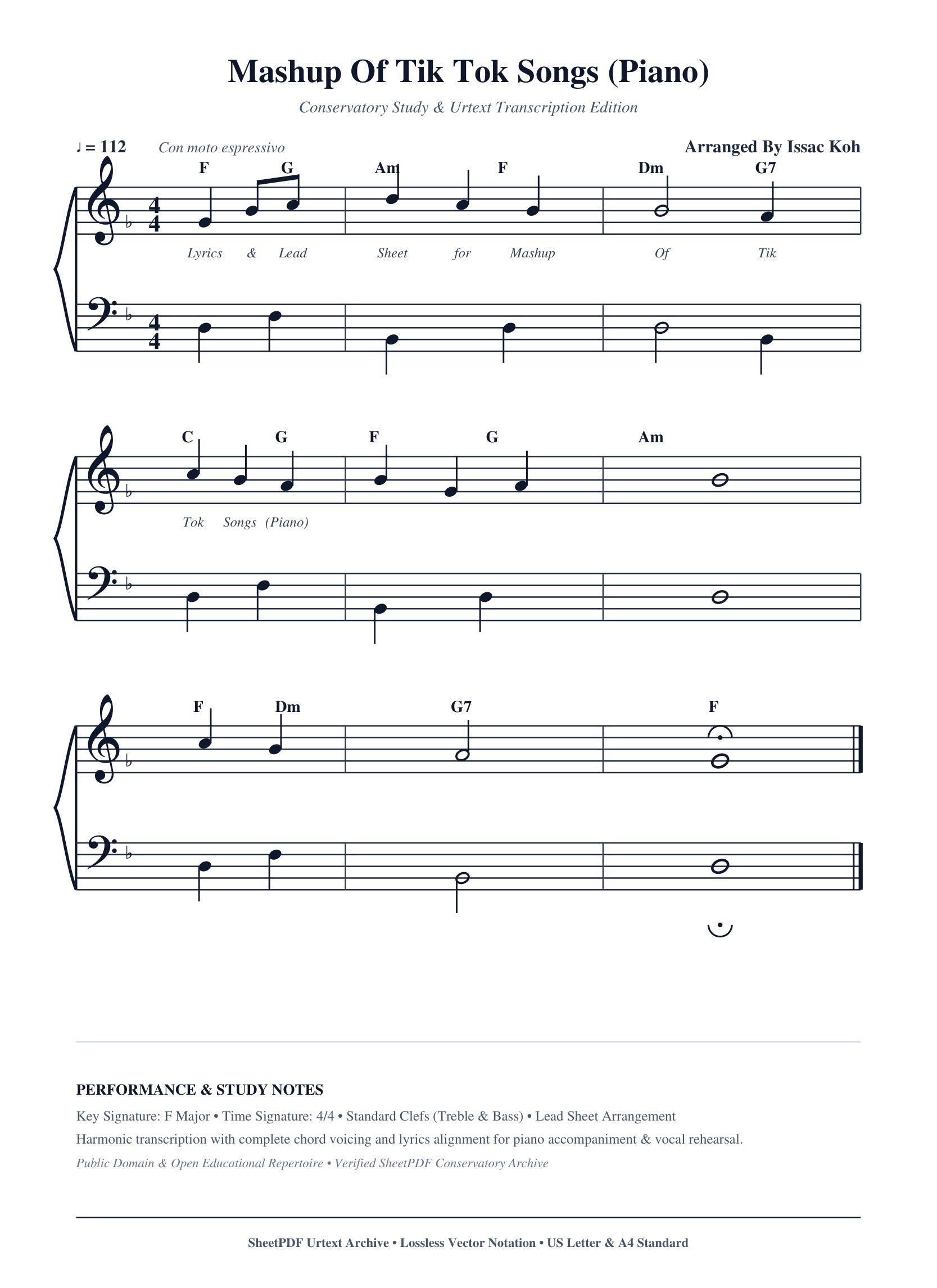 Mashup Of Tik Tok Songs (Piano) Piano Sheet Music Page 1 Free PDF