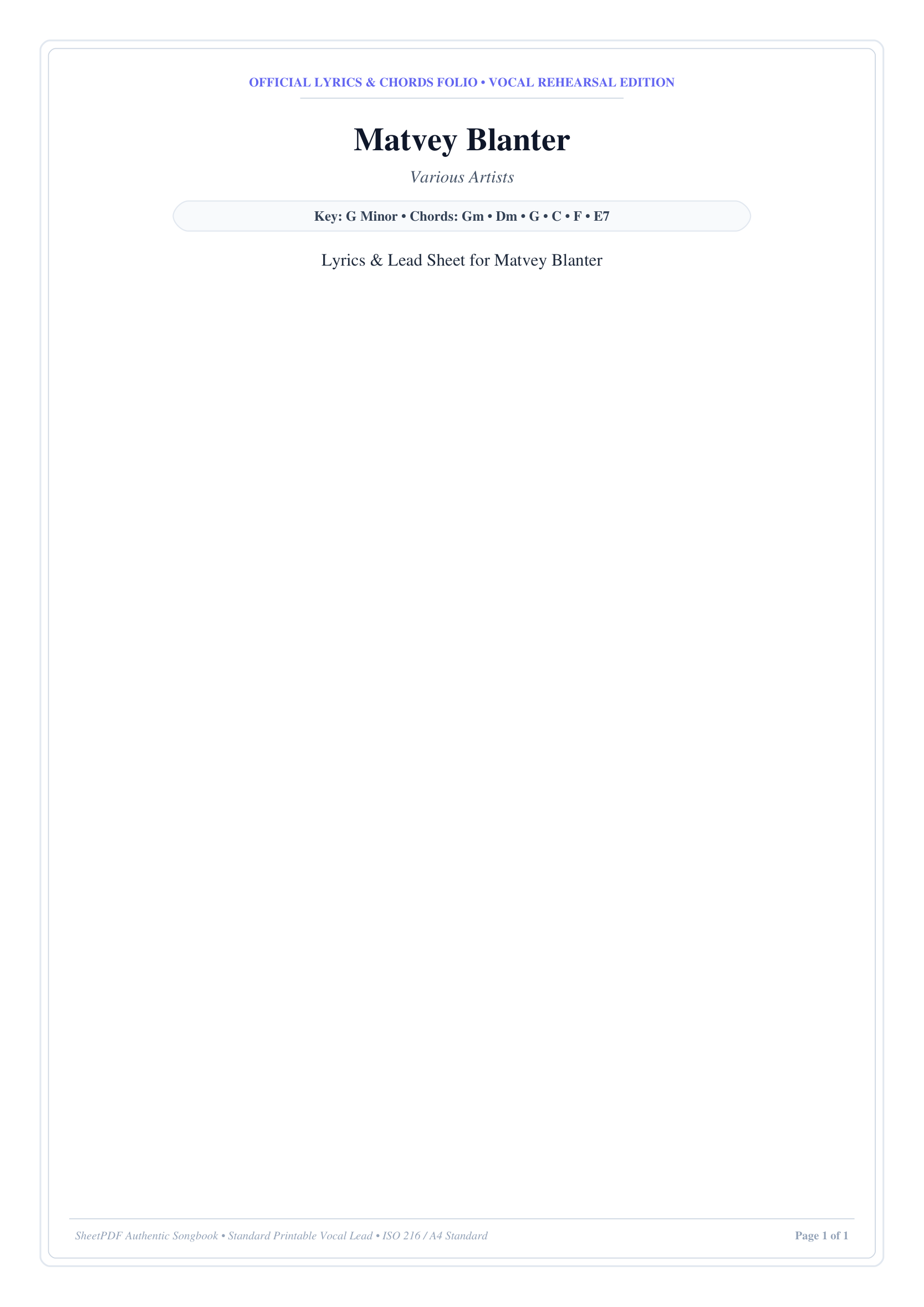 Matvey Blanter Piano Sheet Music Page 1 Free PDF