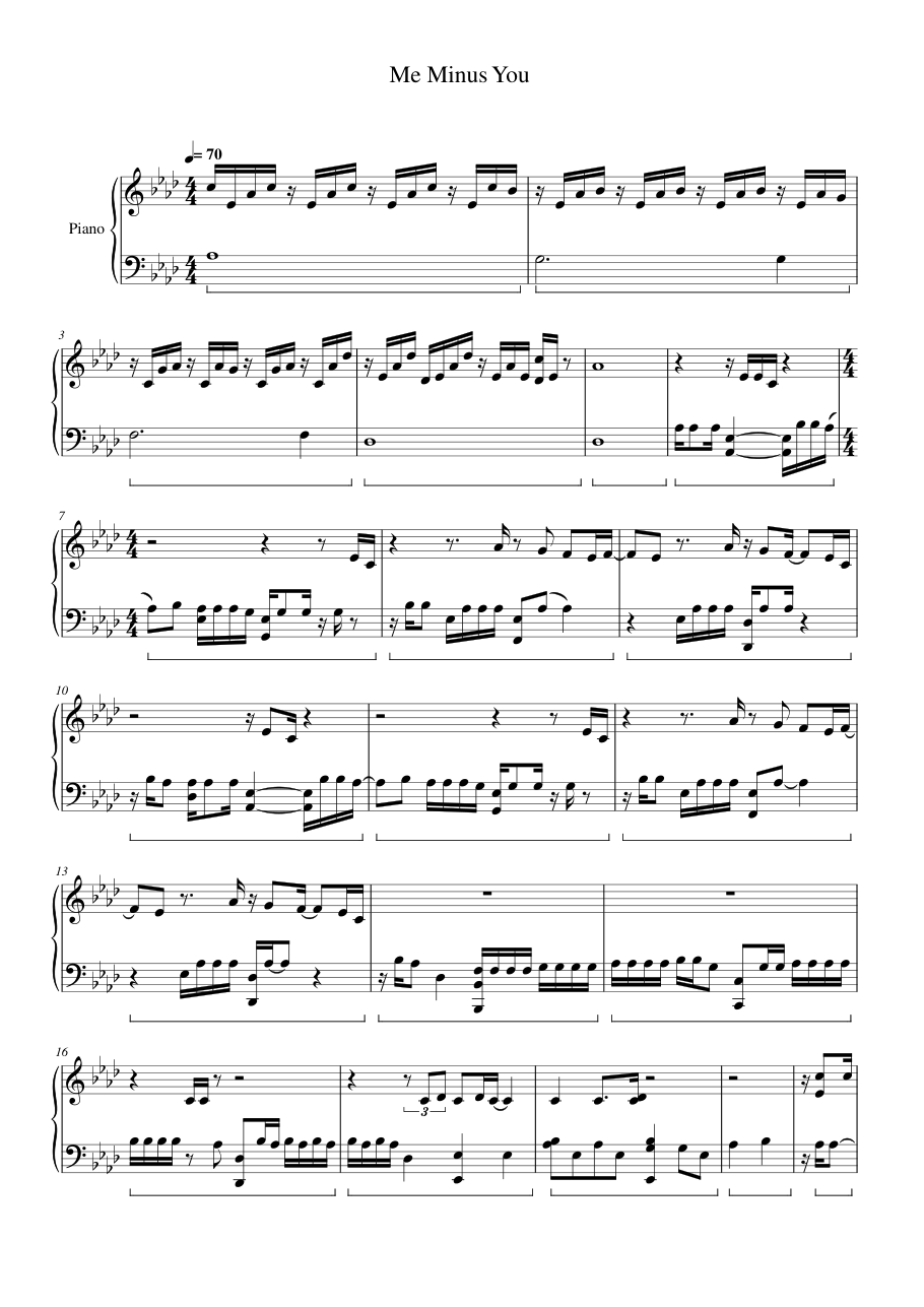 Me Minus You Piano Sheet Music Score Page 1