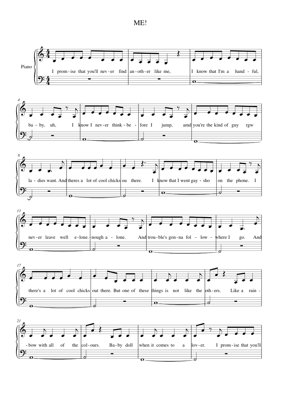 ME! Piano Sheet Music Score Page 1