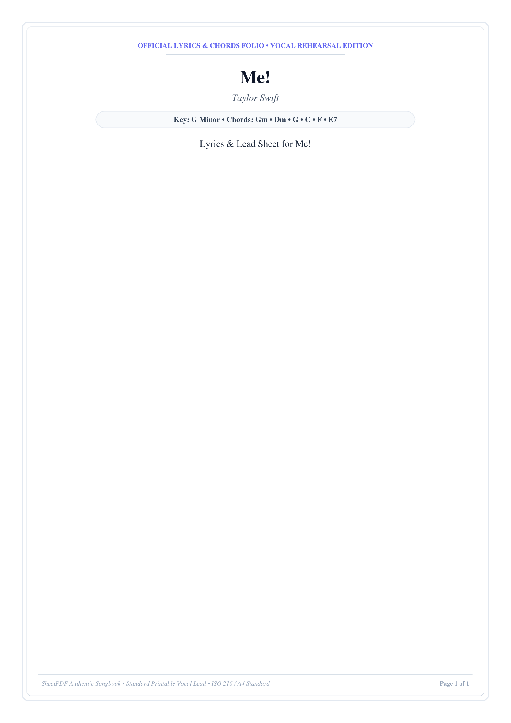 Me! Piano Sheet Music Page 1 Free PDF
