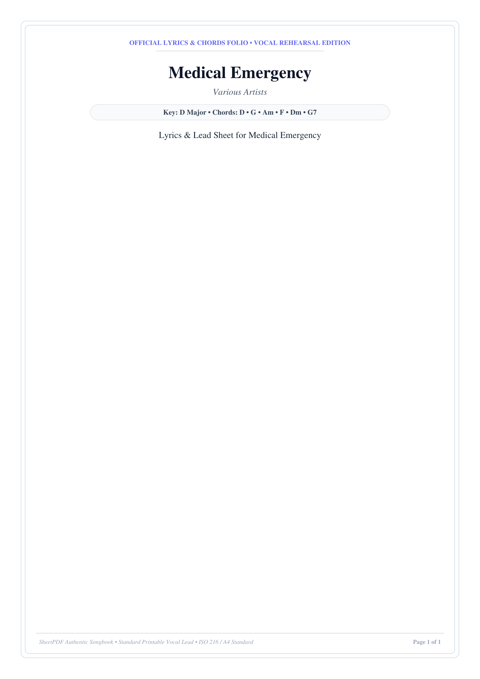 Medical Emergency Piano Sheet Music Page 1 Free PDF