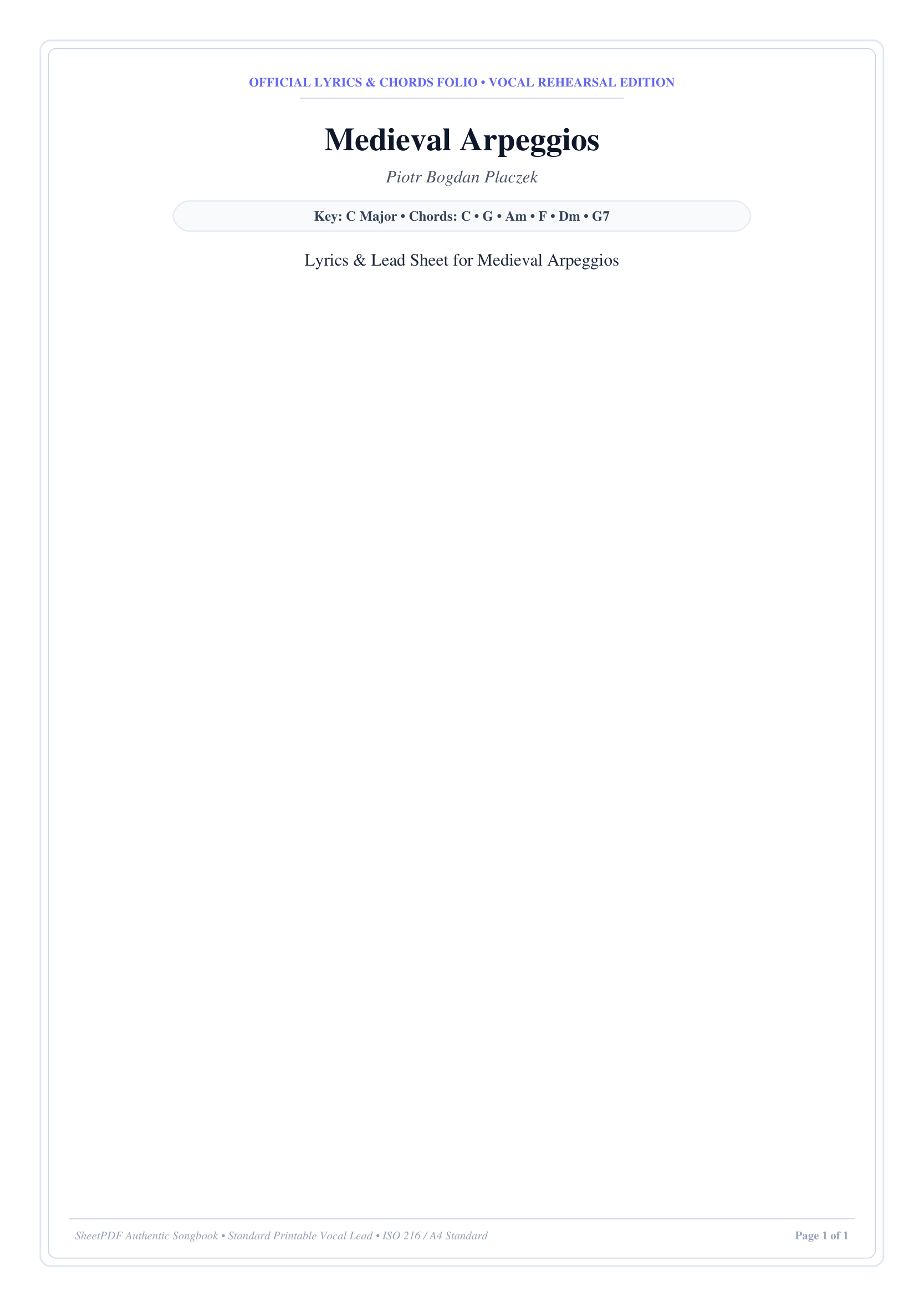 Medieval Arpeggios Piano Sheet Music Page 1 Free PDF