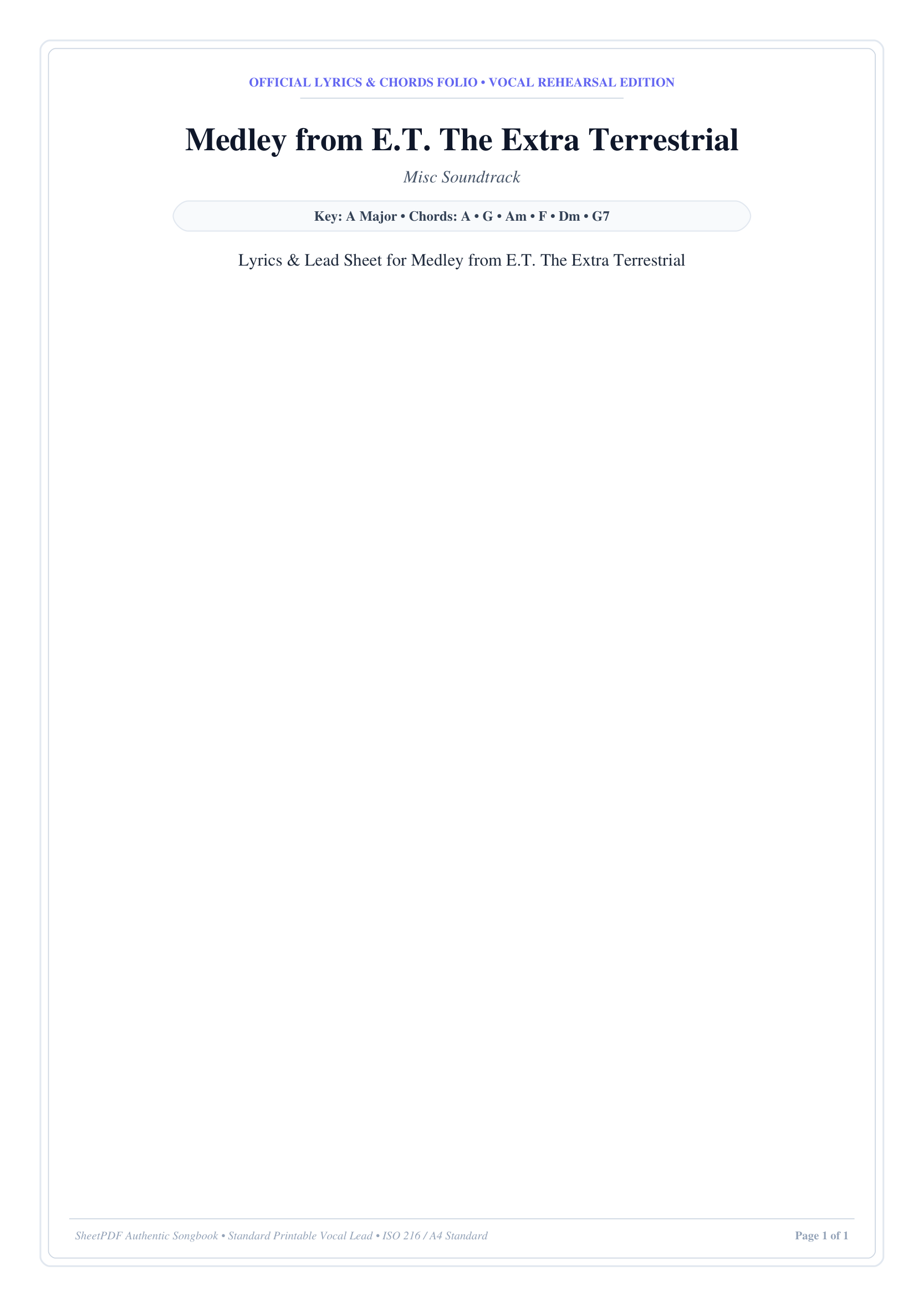 Medley from E.T. The Extra Terrestrial Lyrics & Chords Folio