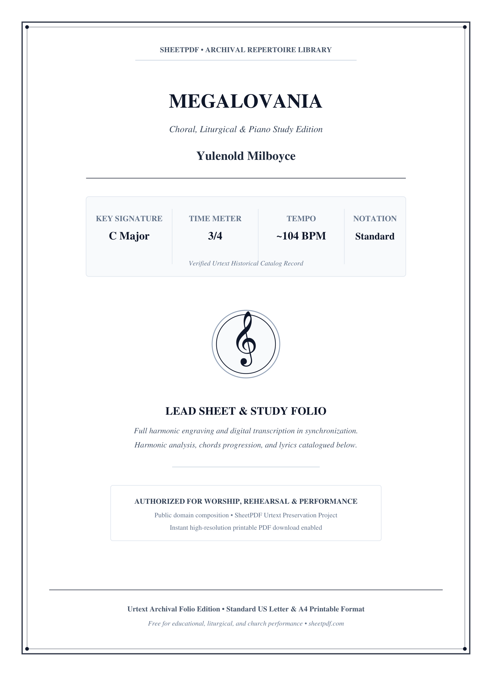 MEGALOVANIA Piano Sheet Music Score Page 1