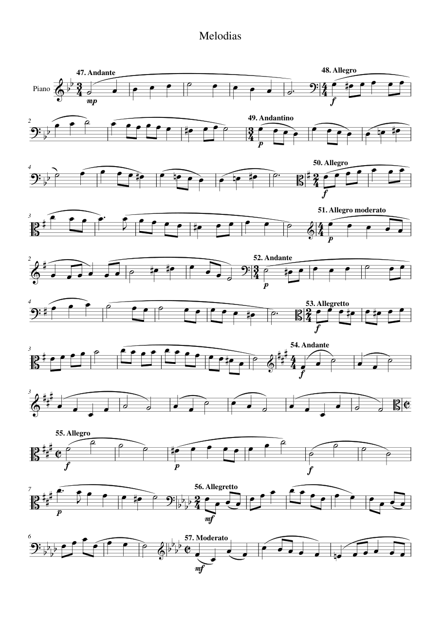 Melodias Piano Sheet Music Score Page 1