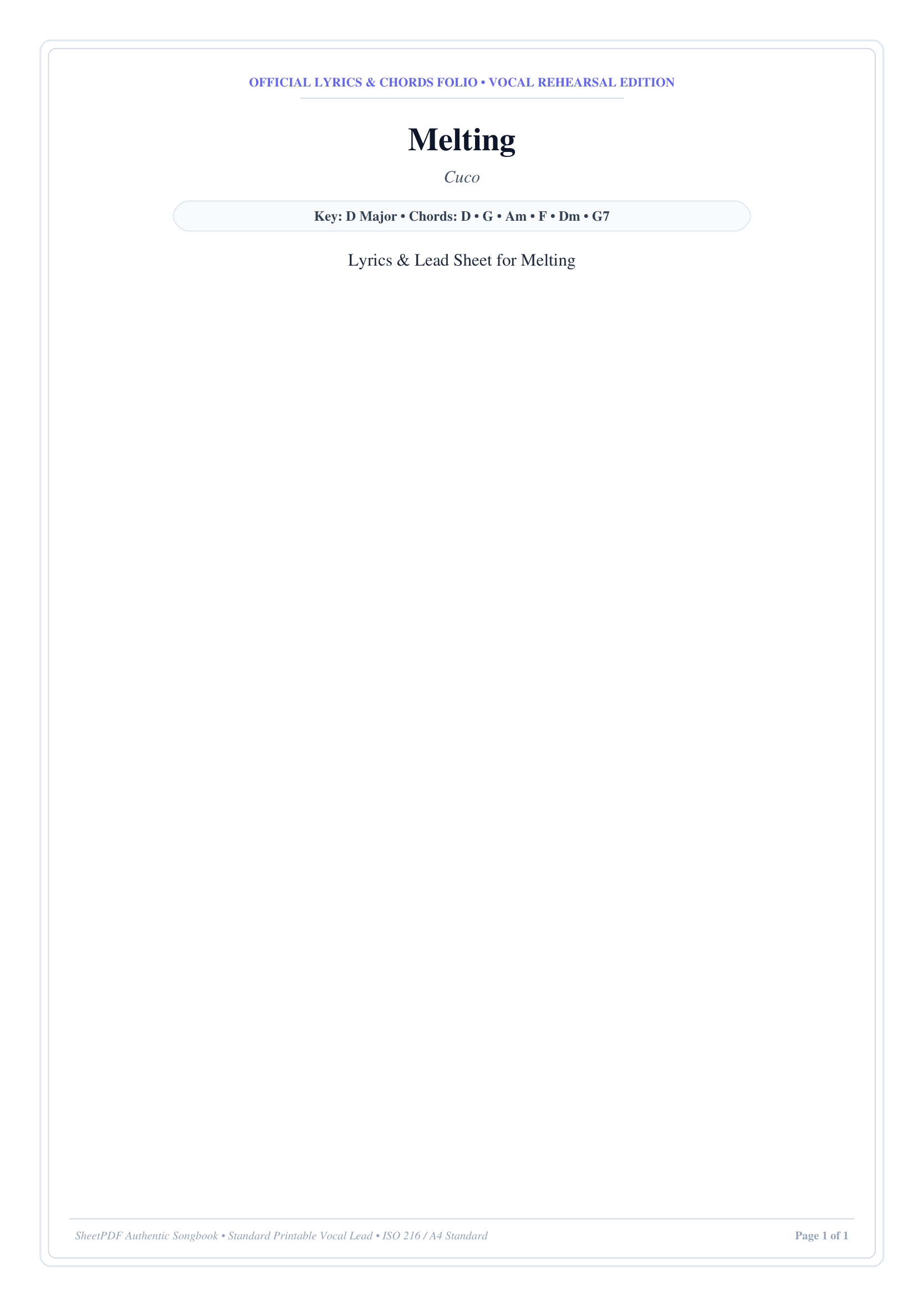 Melting Piano Sheet Music Score Page 1