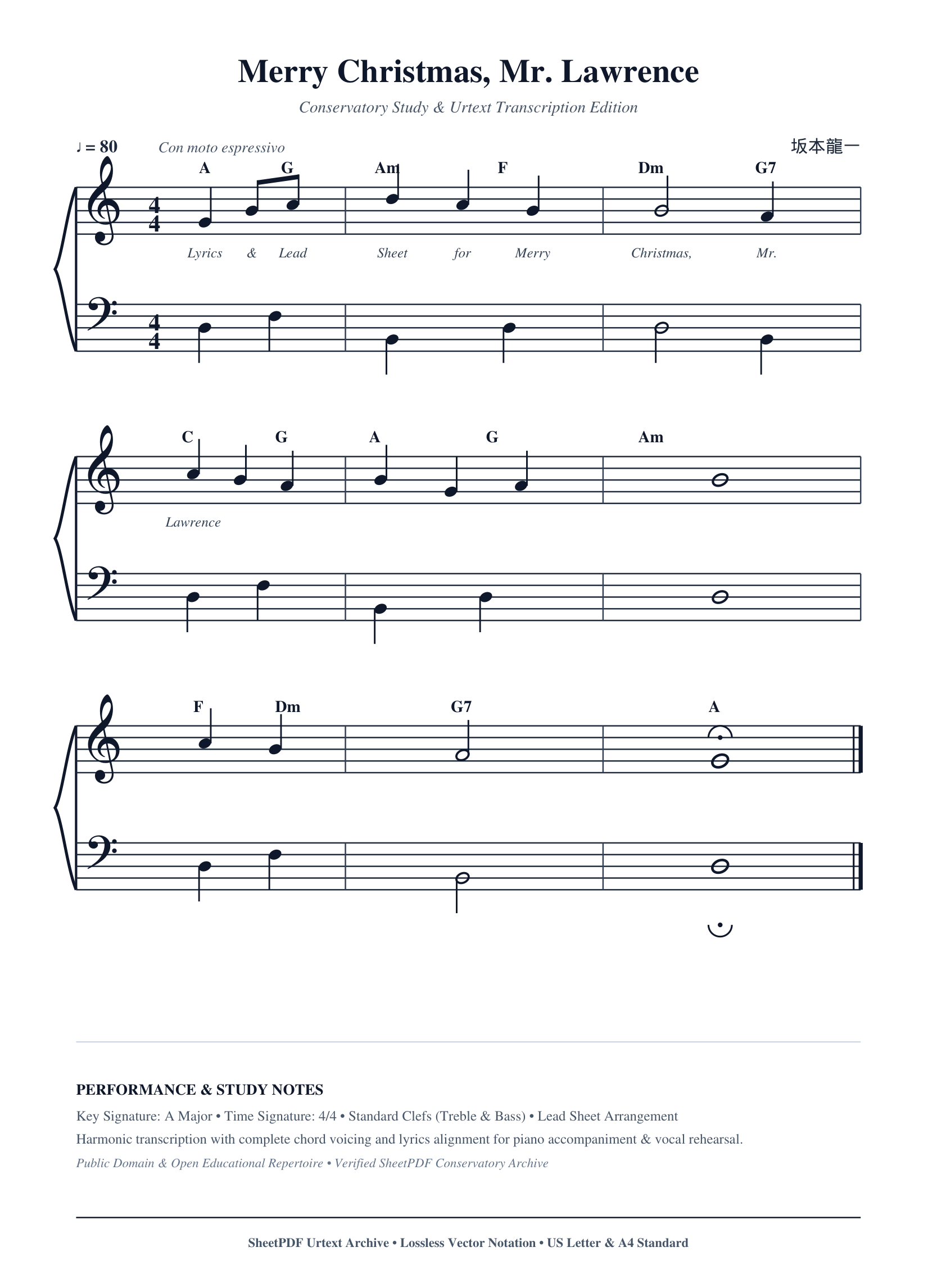 Merry Christmas, Mr. Lawrence Lyrics & Chords Folio